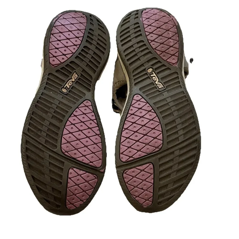Teva Ewaso Hiking Sandals Womens 7 Gray Taupe Purple Closed Toe Trail Water Shoe